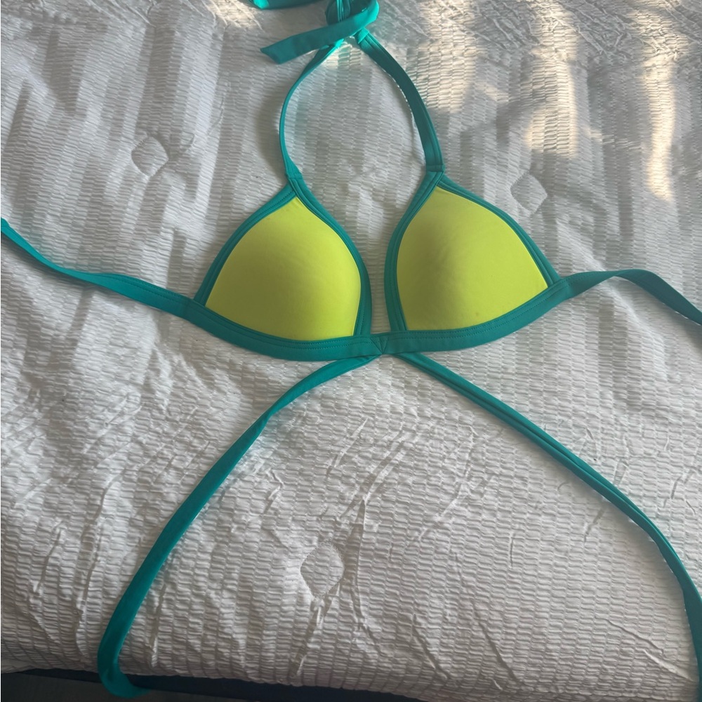 Vibrant Yellow and Teal Bikini Top VS Pink